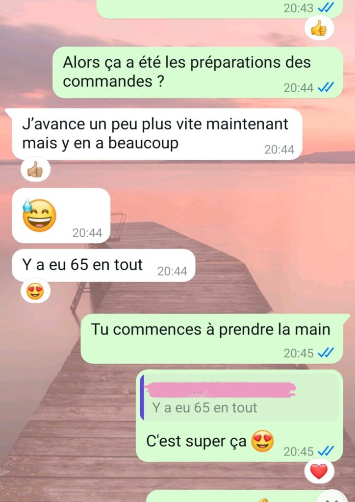 Retour cliente séquence de vente envoyée à sa liste email qui lui a amené 65 commandes.